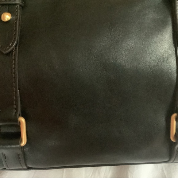 Dooney Bourke All Black Florentine Leather Small Buckle Satchel Bag - Picture 4 of 15